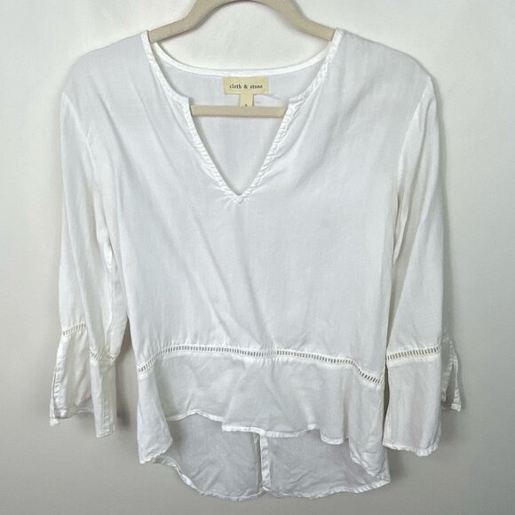 Anthropologie Cloth and Stone White Ladder Lace‎ Blouse Size Small Eyelet Top S - Picture 8 of 10